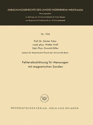 cover image of Fehlerabschätzung für Messungen mit magnetischen Sonden